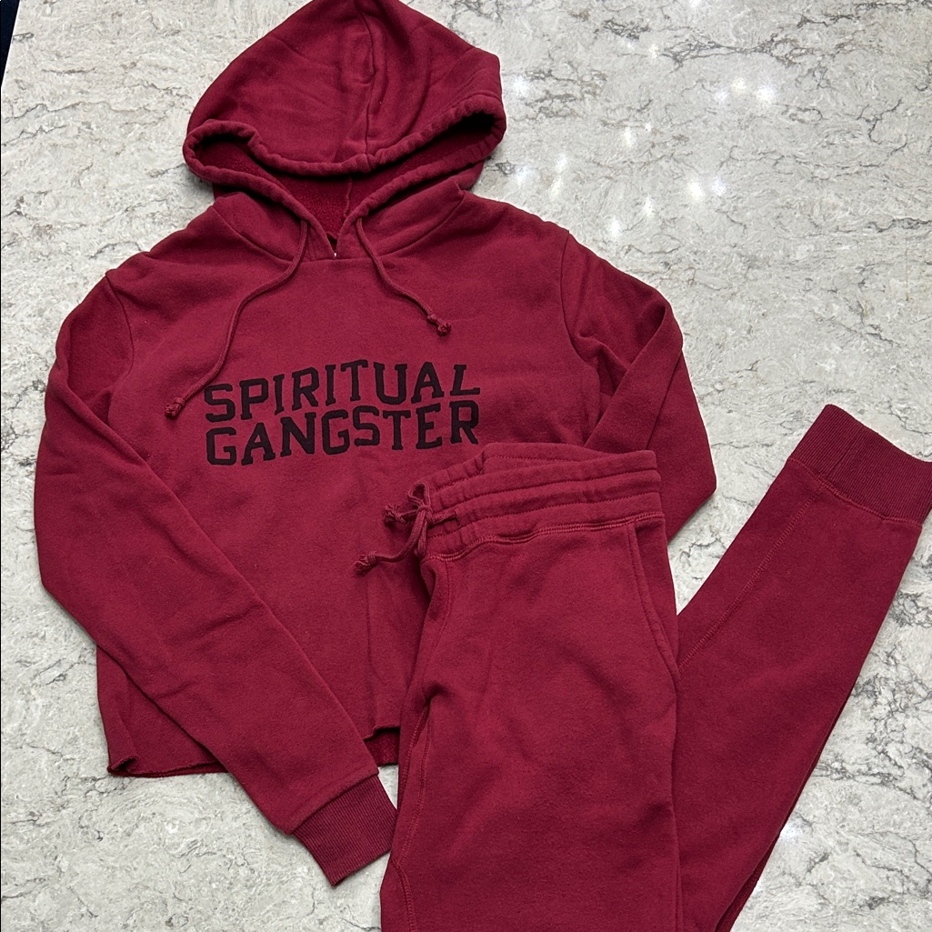Spiritual Gangster Maroon Hoodie And Joggers Set